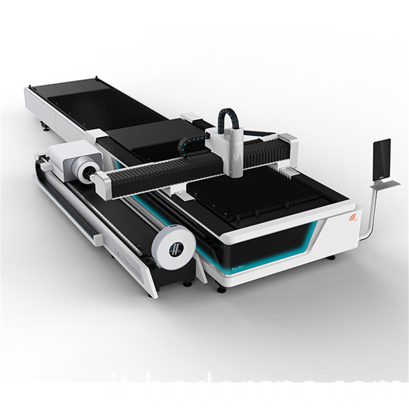 Tagliatrice laser a fibra con due piattaforme di scambio Fiber laser cutting machine with two exchange platform